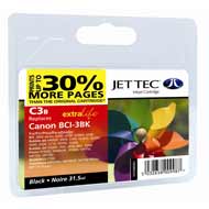 Canon s4500 C3B Jet Tec BCI-3e 30% Extra Black Lightfast Ink Cartridge