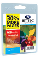 Canon s520 C20C Jet Tec BCI-3e 30% Extra Cyan Ink Cartridge